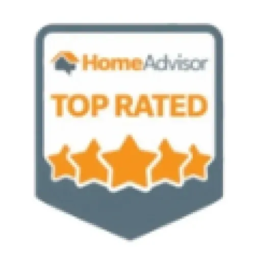 A badge for Home Advisor top rated.