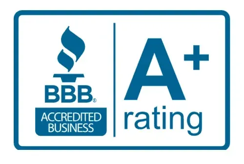A badge for a Better Business Bureau (BBB) A+ rated Business.